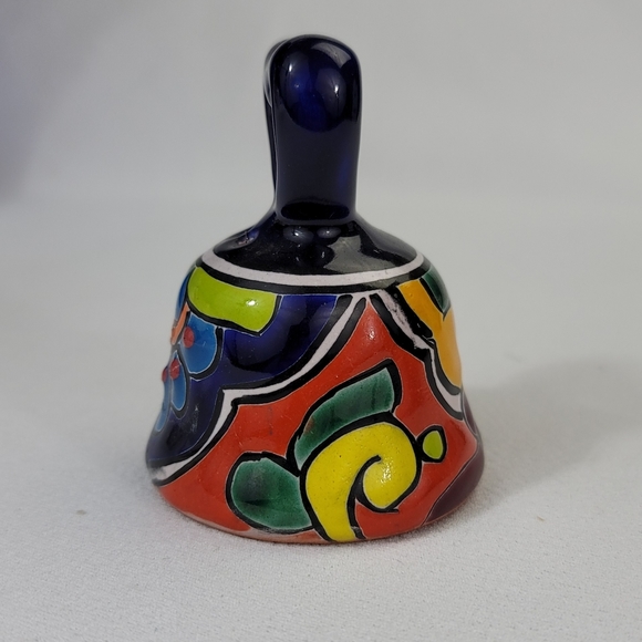 Hand-Painted Taravera Style Ceramic Bell - Mexico - Picture 3 of 11